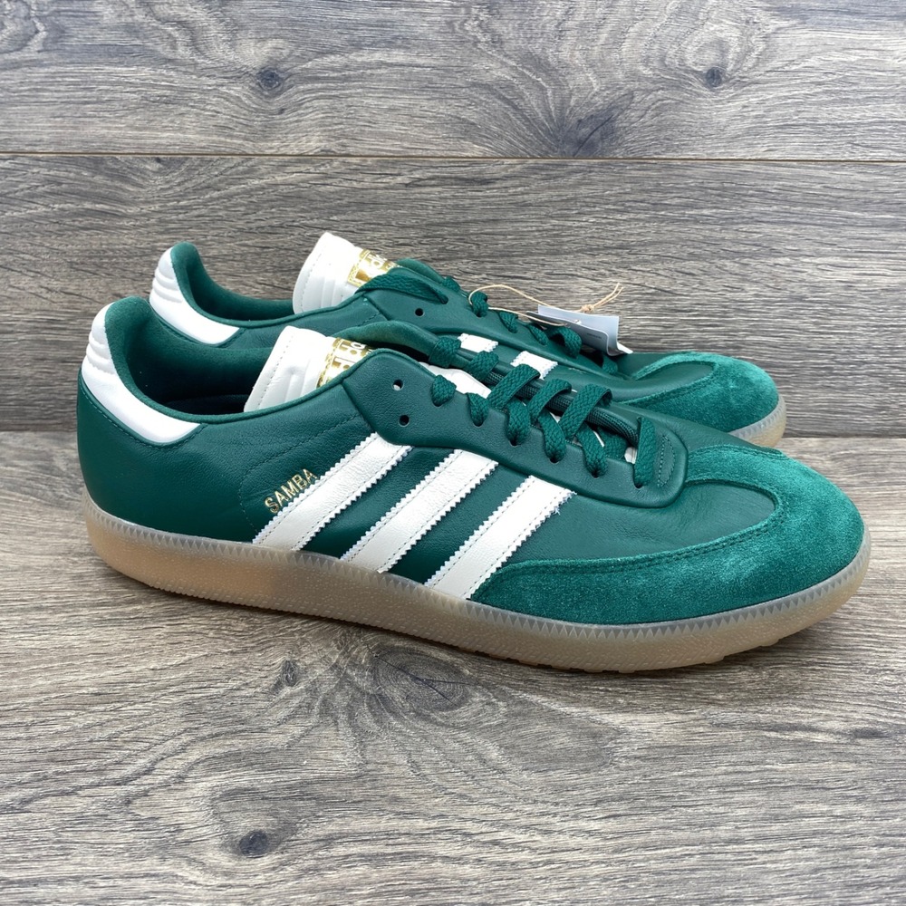 Adidas Samba Golf Shoes Men 12 Green White Leather Spiked JP8652